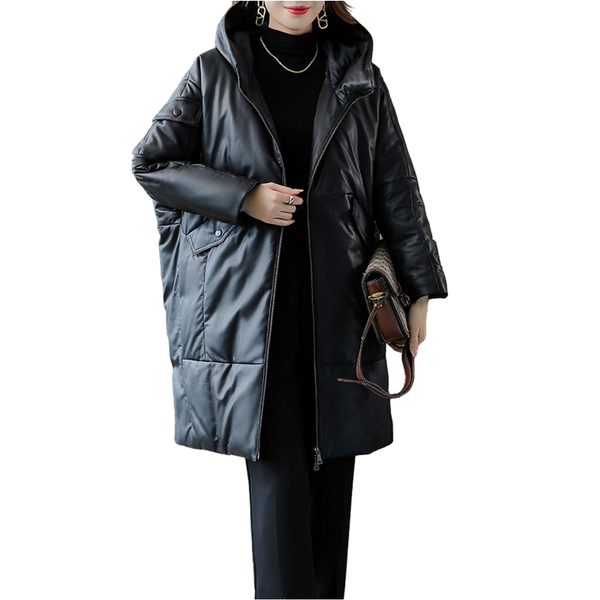 women's leather & faux jacket women 2021 autumn winter oversize leisure hooded sheepskin down coat medium length plus size warm, Black
women's leather & faux jacket women 2021 autumn winter oversize leisure hooded sheepskin down coat medium length plus size warm, Black