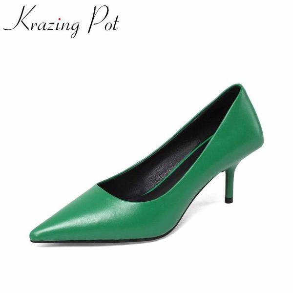 dress shoes krazing pot four colors full grain leather pointed toe thin high heels women office lady working spring shallow pumps l36, Black
dress shoes krazing pot four colors full grain leather pointed toe thin high heels women office lady working spring shallow pumps l36, Black