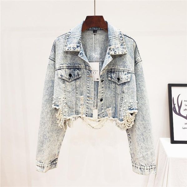 women's jackets 2021 spring summer denim jacket woman hole vintage frayed short coat female long sleeve diamond beading chic, Black;brown
women's jackets 2021 spring summer denim jacket woman hole vintage frayed short coat female long sleeve diamond beading chic, Black;brown