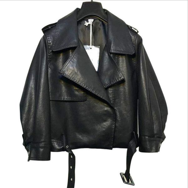 women's leather & faux black short loose pu jacket autumn winter soft street casual outwear ladies biker by141
women's leather & faux black short loose pu jacket autumn winter soft street casual outwear ladies biker by141