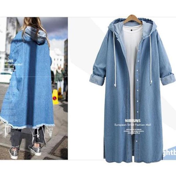 women's wool & blends loose oversized hooded denim jacket long windbreaker wear fall / winter 2021, Black
women's wool & blends loose oversized hooded denim jacket long windbreaker wear fall / winter 2021, Black
