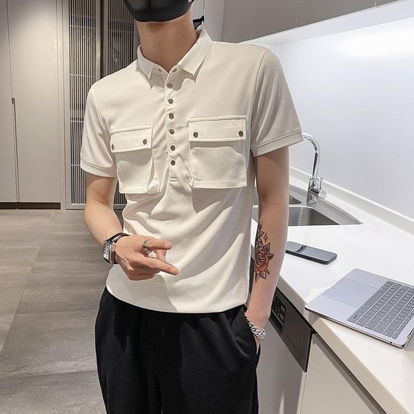 men's polos 2021 casual shirt fashion trend slim pure color all-match lapel short sleeve white top, White;black
men's polos 2021 casual shirt fashion trend slim pure color all-match lapel short sleeve white top, White;black