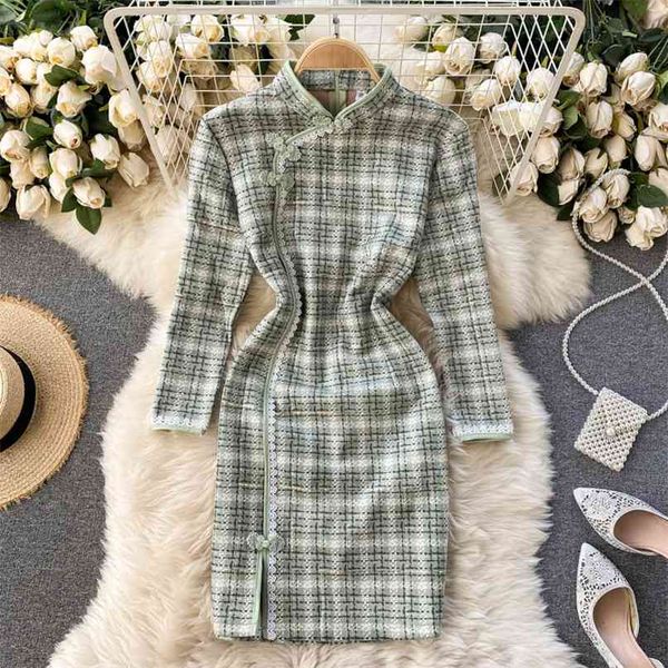 lady fashion cheongsam modified dress women stand collar retro plaid elegant long sleeve party vestidos q974 210527, Black;gray
lady fashion cheongsam modified dress women stand collar retro plaid elegant long sleeve party vestidos q974 210527, Black;gray