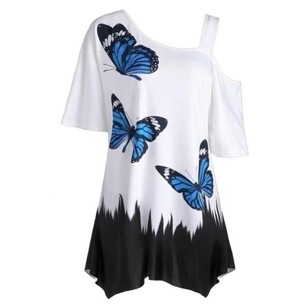 women's t-shirt 2021 plus size women butterfly print cold shoulder short sleeve tunic tee base daily shirts, White
women's t-shirt 2021 plus size women butterfly print cold shoulder short sleeve tunic tee base daily shirts, White