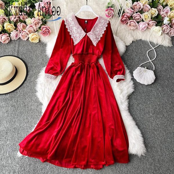 autumn winter vintage party dress women long sleeve velvet robe longue femme elegant christmas dresses elastic waist vestidos casual, Black;gray
autumn winter vintage party dress women long sleeve velvet robe longue femme elegant christmas dresses elastic waist vestidos casual, Black;gray