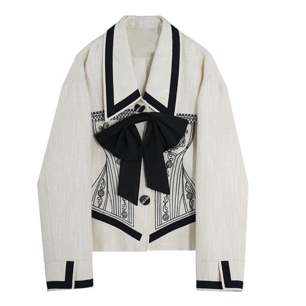 women's suits & blazers autumn winter korea patchwork bow vintage stylish women elegant blazer long sleeve jacket female outerwear chic, White;black
women's suits & blazers autumn winter korea patchwork bow vintage stylish women elegant blazer long sleeve jacket female outerwear chic, White;black