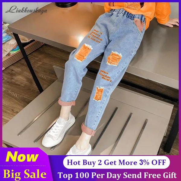 jeans 3-13 years 2021 spring autumn children ripped hole girls denim pattern baby kids cartoon elastic waist pants for, Blue
jeans 3-13 years 2021 spring autumn children ripped hole girls denim pattern baby kids cartoon elastic waist pants for, Blue