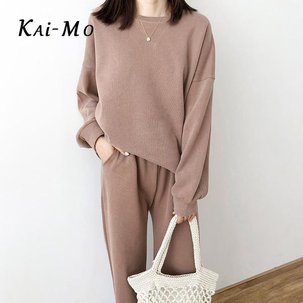 two piece dress kai-mo knitted 2 pieces set tracksuits women 2021 autumn winter thick warm o-neck loose sweater+ankle-length pants suit, White
two piece dress kai-mo knitted 2 pieces set tracksuits women 2021 autumn winter thick warm o-neck loose sweater+ankle-length pants suit, White