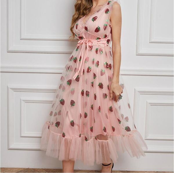 casual dresses sweet strawberry sequined embroidery cascading ruffle maxi dress women summer v-neck puff sleeve bow pink tulle mesh long, Black;gray
casual dresses sweet strawberry sequined embroidery cascading ruffle maxi dress women summer v-neck puff sleeve bow pink tulle mesh long, Black;gray