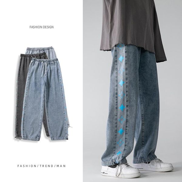 men's jeans fashion mens vintage washed hip hop stars printed loose fit denim pants cuffed harajuku urban style dad jean trousers male, Blue
men's jeans fashion mens vintage washed hip hop stars printed loose fit denim pants cuffed harajuku urban style dad jean trousers male, Blue
