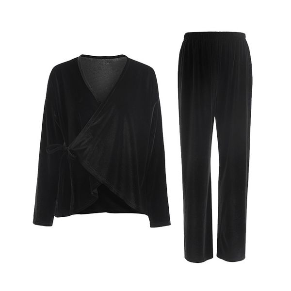 women's sleepwear velvet guiruo spring summer new pajamas deep v lace up long sleeve trousers home suit 589, Black;red
women's sleepwear velvet guiruo spring summer new pajamas deep v lace up long sleeve trousers home suit 589, Black;red