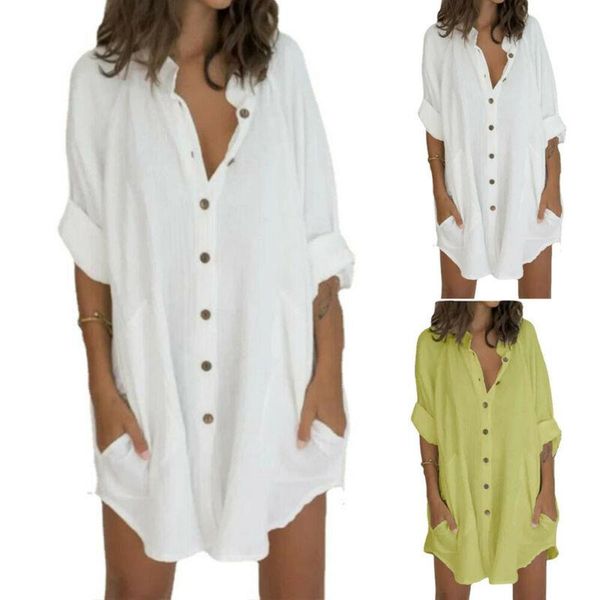 women's blouses & shirts loose beachwear womens long sleeve button down t-shirt mini dress summer solid v neck blouse tee shirt- autumn, White
women's blouses & shirts loose beachwear womens long sleeve button down t-shirt mini dress summer solid v neck blouse tee shirt- autumn, White