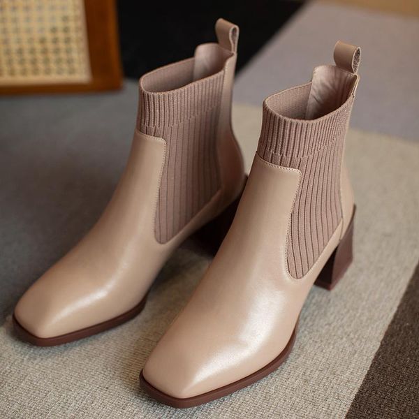 boots ankle for women autumn winter elastic band thick heels genuine leather casual basic shoes woman, Black
boots ankle for women autumn winter elastic band thick heels genuine leather casual basic shoes woman, Black