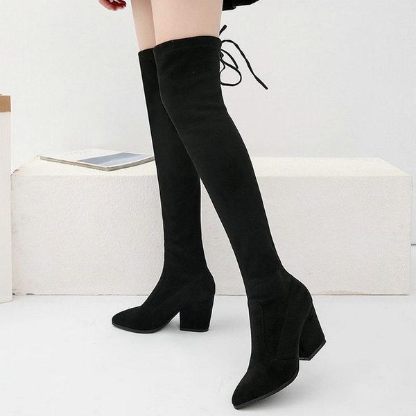 boots 2021 women over the knee high hoof heels winter shoes pointed toe elastic fabric size 34-43, Black
boots 2021 women over the knee high hoof heels winter shoes pointed toe elastic fabric size 34-43, Black