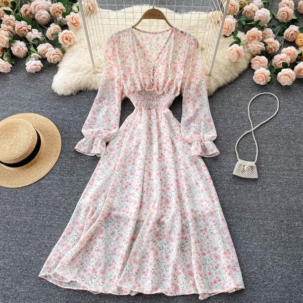 casual dresses women vintage robe long sleeve slim a-line dress 2021 autumn ladies fashion broken flower chiffon vestidos elegantes, Black;gray
casual dresses women vintage robe long sleeve slim a-line dress 2021 autumn ladies fashion broken flower chiffon vestidos elegantes, Black;gray