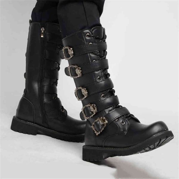 leather motorboots mid-calf military combat gothic belt punk laarzen men shoes tactical army boat, Black
leather motorboots mid-calf military combat gothic belt punk laarzen men shoes tactical army boat, Black