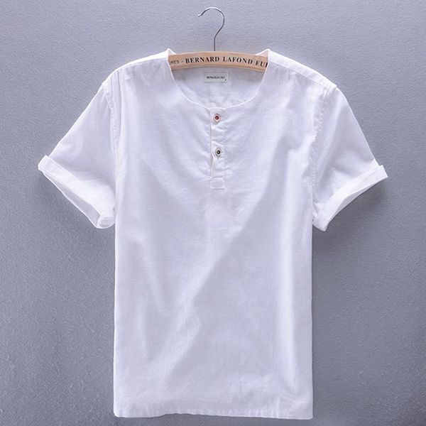 men's o-neck short sleeve summer linen shirt solid half comfortable casual male pullover shirts, White;black
men's o-neck short sleeve summer linen shirt solid half comfortable casual male pullover shirts, White;black