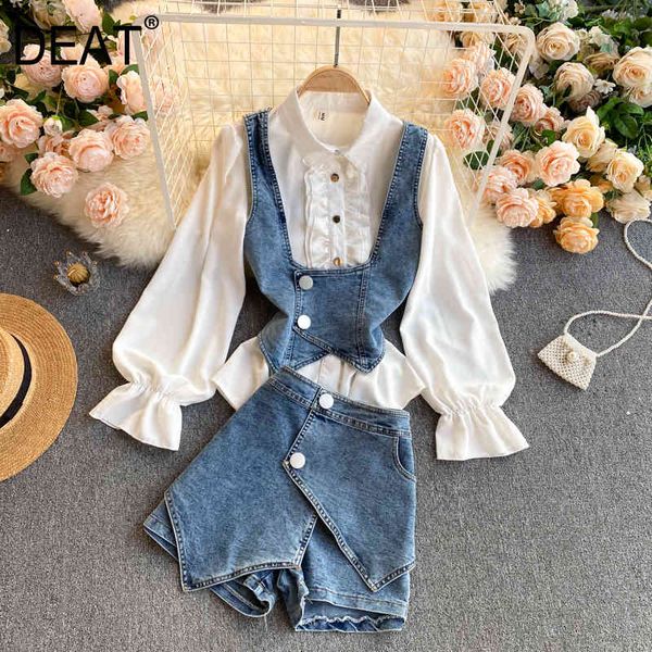 spring arrivals solid long puff sleeve lapel collar black fungus edge vest irregular shorts two piece set mz379 210525, White
spring arrivals solid long puff sleeve lapel collar black fungus edge vest irregular shorts two piece set mz379 210525, White