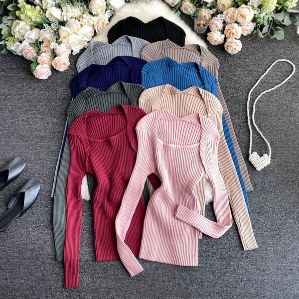 women's t-shirt teeuiear slim square collar autumn knitted winter women tee thick casual knit club t shirt long sleeve tshirt, White
women's t-shirt teeuiear slim square collar autumn knitted winter women tee thick casual knit club t shirt long sleeve tshirt, White