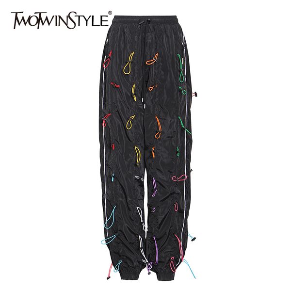 twotwinstyle streetwear loose pants for women high waist drawstring plus size casual trousers female fall fashion new tide 210319, Black;white
twotwinstyle streetwear loose pants for women high waist drawstring plus size casual trousers female fall fashion new tide 210319, Black;white