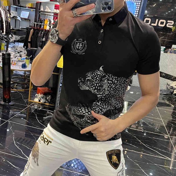 tee fashion fina leopard print black 2021 summer men short pole men's lap from polo shirt, White;black
tee fashion fina leopard print black 2021 summer men short pole men's lap from polo shirt, White;black
