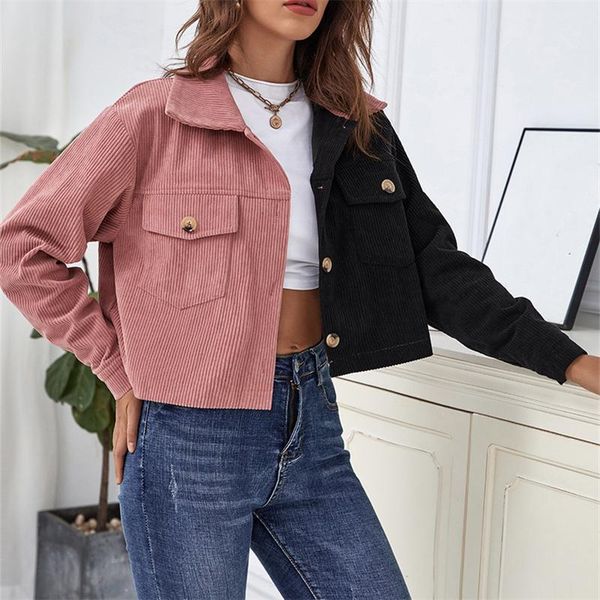 women's jackets chronstyle 2 colors patchwork coats autumn crop women streetwear long sleeve pockets buttons 2022, Black;brown
women's jackets chronstyle 2 colors patchwork coats autumn crop women streetwear long sleeve pockets buttons 2022, Black;brown