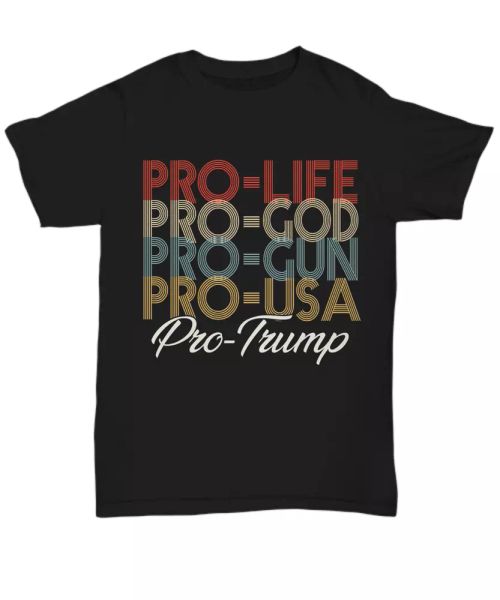 life god gun pro trump president t-shirt funny support 2020 usa maga tee retro, White;black
life god gun pro trump president t-shirt funny support 2020 usa maga tee retro, White;black