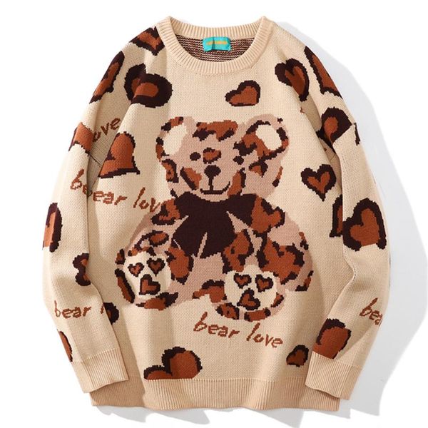 men's sweaters men cartoon bear jacquard sweater couple japan harajuku vintage pullover oversized heart printing winter thicken knittin, White;black
men's sweaters men cartoon bear jacquard sweater couple japan harajuku vintage pullover oversized heart printing winter thicken knittin, White;black