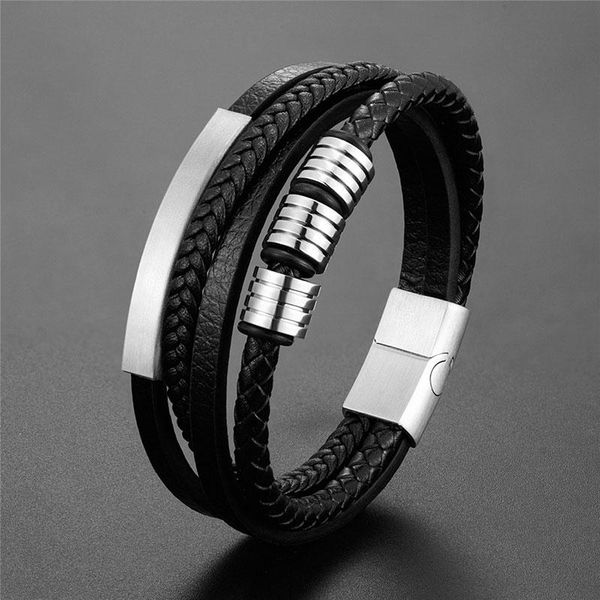 link, chain stainless steel black multilayer genuine leather bracelet for men magnetic clasp button vintage male braid bangle jewelry
link, chain stainless steel black multilayer genuine leather bracelet for men magnetic clasp button vintage male braid bangle jewelry