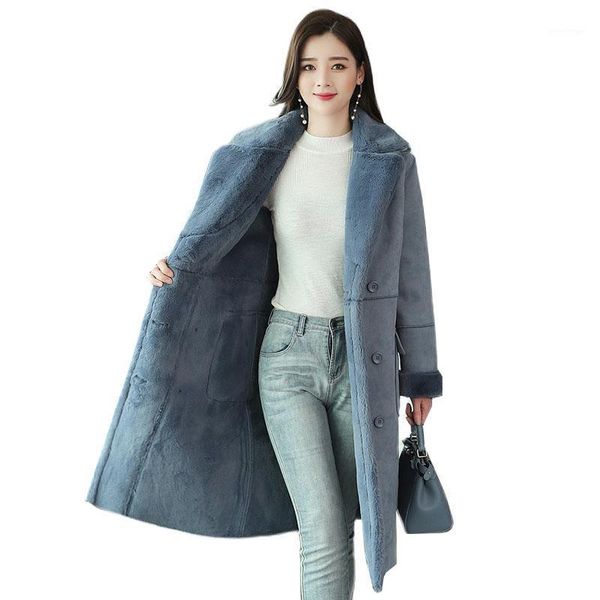 women's fur & faux 2021winter fashion leather suede sheepskin long coat women korean loose lambswoolplus velvet thicken outerwear femal, Black
women's fur & faux 2021winter fashion leather suede sheepskin long coat women korean loose lambswoolplus velvet thicken outerwear femal, Black