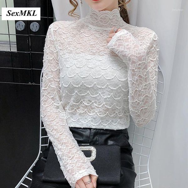 women's blouses & shirts women casual transparent plus size 2021 fashon logn sleeve elegant ladies korean clothing winter lace, White
women's blouses & shirts women casual transparent plus size 2021 fashon logn sleeve elegant ladies korean clothing winter lace, White