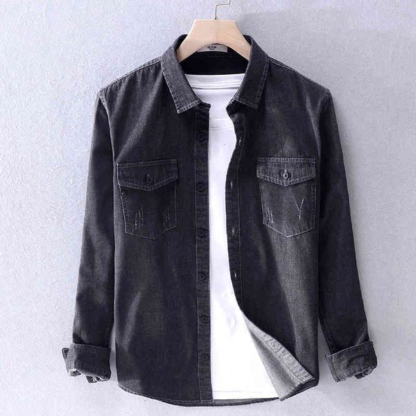 men's t-shirts casual loose denim trend male black long-sleeved shirt autumn cotton shirts for men chemise camisa mecq, White;black
men's t-shirts casual loose denim trend male black long-sleeved shirt autumn cotton shirts for men chemise camisa mecq, White;black