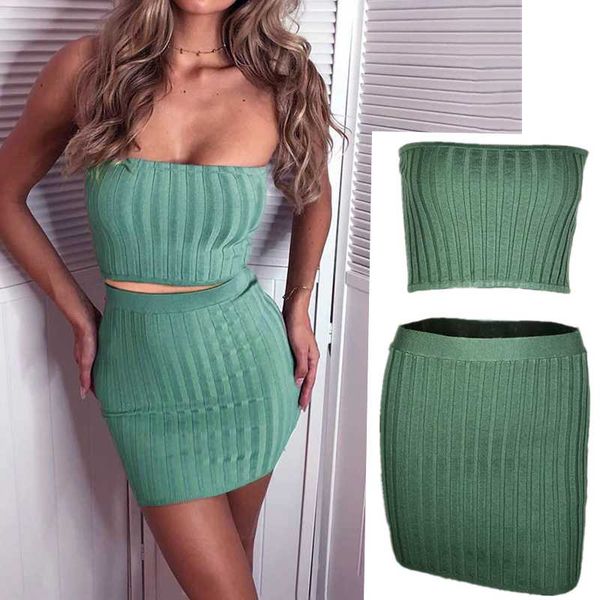women's tracksuits women solid color pit strip fabric two piece set short tube bodycon mini skirt suit summer green casual matching, Gray
women's tracksuits women solid color pit strip fabric two piece set short tube bodycon mini skirt suit summer green casual matching, Gray