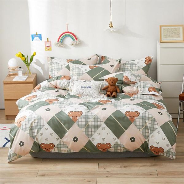 bedding sets plaid set cute bear home textile girls boys duvet cover bed linens single king size fitted sheet bedclothes
bedding sets plaid set cute bear home textile girls boys duvet cover bed linens single king size fitted sheet bedclothes