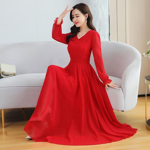 casual dresses women long dress autumn 2021 brief office lady full sleeve solid chiffon v-neck green red wine yellow black, Black;gray
casual dresses women long dress autumn 2021 brief office lady full sleeve solid chiffon v-neck green red wine yellow black, Black;gray