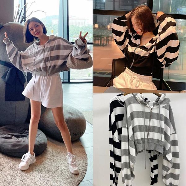 women's jackets 2021 south korea chic summer loose wide stripe thin sunblock zipper jacket hooded short small, Black;brown
women's jackets 2021 south korea chic summer loose wide stripe thin sunblock zipper jacket hooded short small, Black;brown