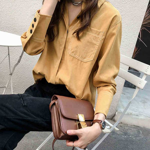 women's blouses & shirts autumn winter women long sleeve turn-down collar single pocket loose casual blouse cotton f 3xm9, White
women's blouses & shirts autumn winter women long sleeve turn-down collar single pocket loose casual blouse cotton f 3xm9, White
