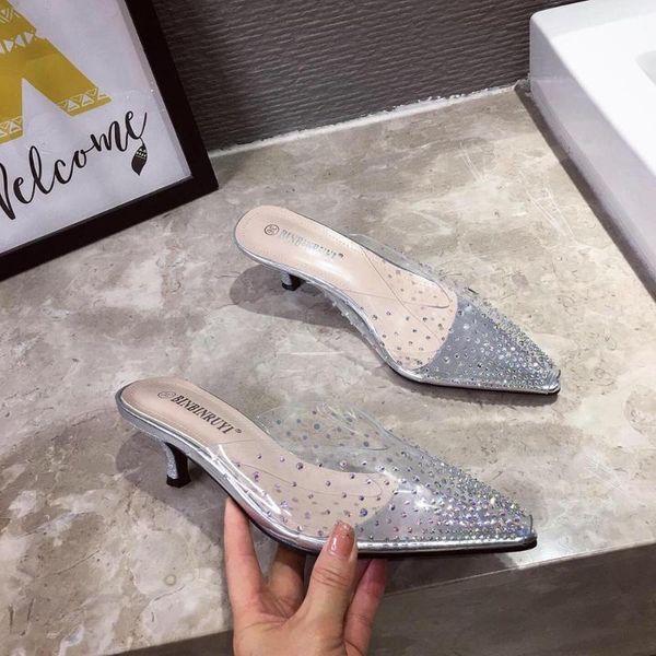 slippers gypsophila transparent summer shallow kitten heels ol dress shoes woman pointy toe casual slides shine crystal footwear, Black
slippers gypsophila transparent summer shallow kitten heels ol dress shoes woman pointy toe casual slides shine crystal footwear, Black