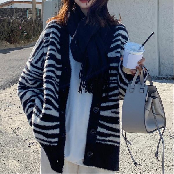 thick sweater women cardigan fashion v neck casual autumn winter female zebra pattern loose knit, White;black
thick sweater women cardigan fashion v neck casual autumn winter female zebra pattern loose knit, White;black