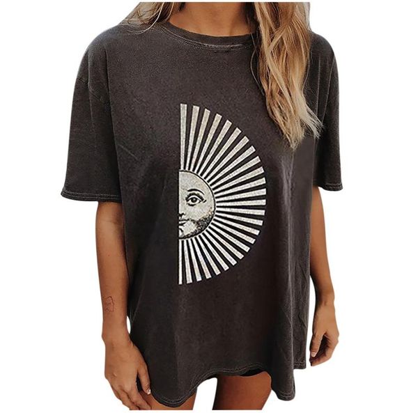 women's t-shirt 2021 summer vintage sun and moon printed short sleeve plus size streetwear female gray t-shirty damsk, White
women's t-shirt 2021 summer vintage sun and moon printed short sleeve plus size streetwear female gray t-shirty damsk, White