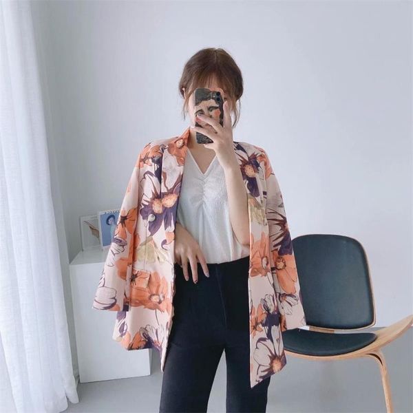 autumn floral print double-breasted suit jacket long sleeve fashion temperament mid-length women's suits & blazers, White;black
autumn floral print double-breasted suit jacket long sleeve fashion temperament mid-length women's suits & blazers, White;black