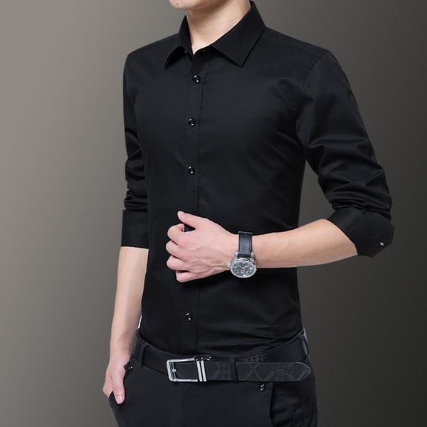 men's casual shirts 2021 long-sleeved shirt thin young four seasons solid color slim dress business clothes, White;black
men's casual shirts 2021 long-sleeved shirt thin young four seasons solid color slim dress business clothes, White;black