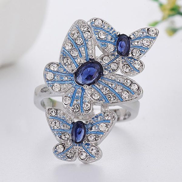 cluster rings fashion blue butterfly luxury women engagement wedding ring lovely girls stone silver jewelry for female gift, Golden;silver
cluster rings fashion blue butterfly luxury women engagement wedding ring lovely girls stone silver jewelry for female gift, Golden;silver