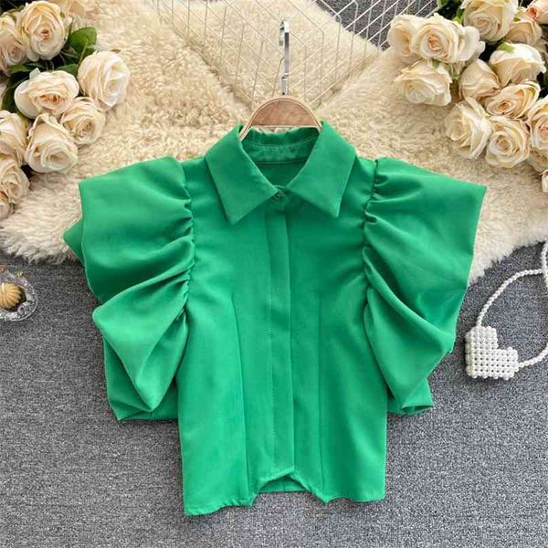 ins fashion short women's lapel sleeve slim fit shirt solid color camisas mujer vintage blouse s190 210527, White
ins fashion short women's lapel sleeve slim fit shirt solid color camisas mujer vintage blouse s190 210527, White