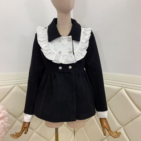 women's wool & blends french retro doll collar black woolen coat autumn winter woman 1030
women's wool & blends french retro doll collar black woolen coat autumn winter woman 1030