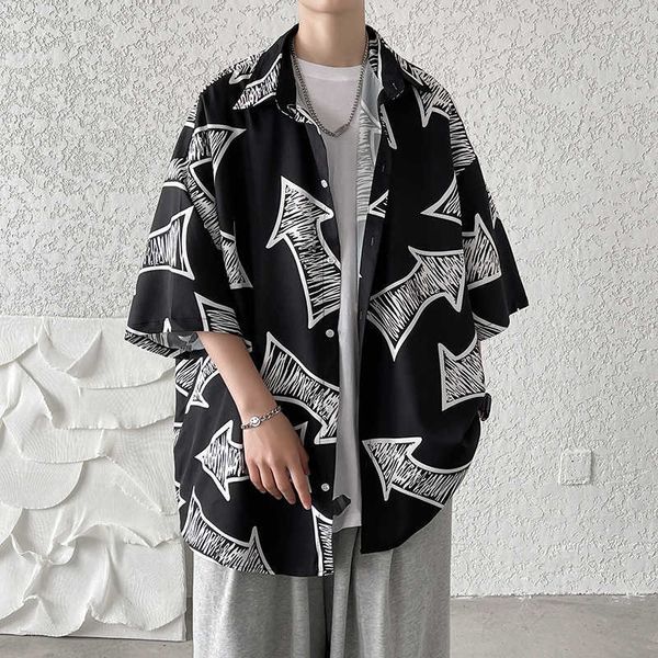 fashion shirt rhodeston printed short sleeve men's brand loose style summer casual cool, White;black
fashion shirt rhodeston printed short sleeve men's brand loose style summer casual cool, White;black