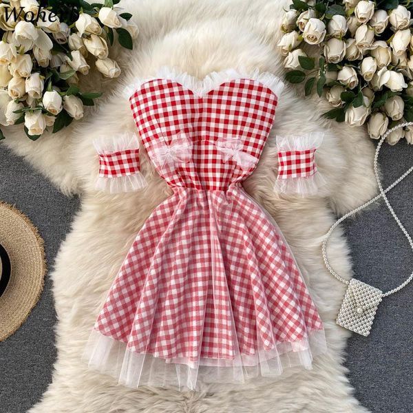 woherb dress for women japanese sweet plaid a-line vestidos mujer ruffles breast wrap slim waist thin gauze kawaii mini dresses casual, Black;gray
woherb dress for women japanese sweet plaid a-line vestidos mujer ruffles breast wrap slim waist thin gauze kawaii mini dresses casual, Black;gray