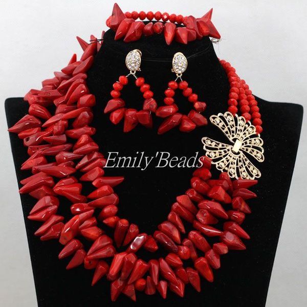 earrings & necklace nigerian wedding set red coral beads jewelry african wholesale cj622, Silver
earrings & necklace nigerian wedding set red coral beads jewelry african wholesale cj622, Silver