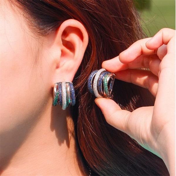 choucong cocktail luxury jewelry sparkling multi color gemstones 18k white gold fill pave zircon large clip earrings women wedding party ear, Silver
choucong cocktail luxury jewelry sparkling multi color gemstones 18k white gold fill pave zircon large clip earrings women wedding party ear, Silver