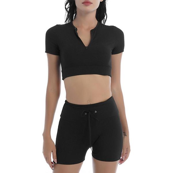 running sets women sport suitshort sleeves cropped t-shirt and high waist drawstring shorts set summer tracksuit for gym yoga casual, Black;blue
running sets women sport suitshort sleeves cropped t-shirt and high waist drawstring shorts set summer tracksuit for gym yoga casual, Black;blue